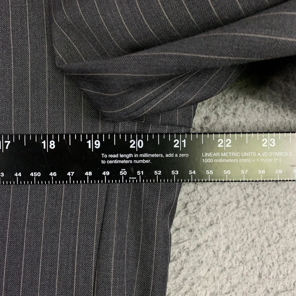 Ralph Ralph Lauren 2 Piece Suit 42L Grey Pinstripe Wool Pleated Pants 34x30.5